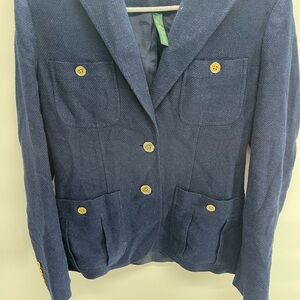 Navy Blue Women's Blazer with Gold Buttons‎